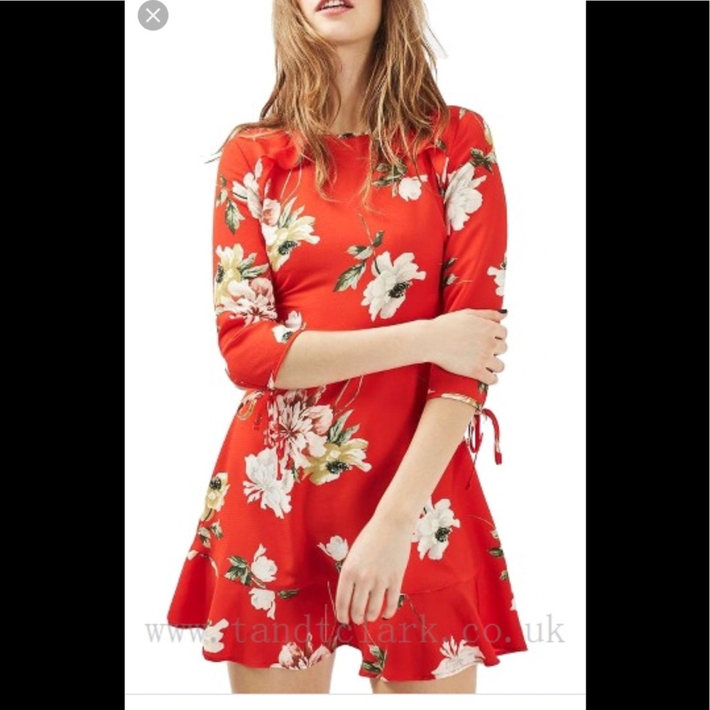 Topshop floral ruffle long sleeve dress size 4 and 6